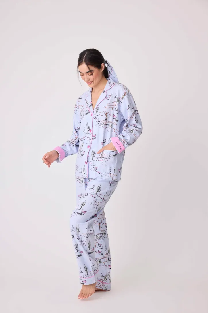 PJ Salvage Flannel Pyjamas Western Wildheart Blue Whisper