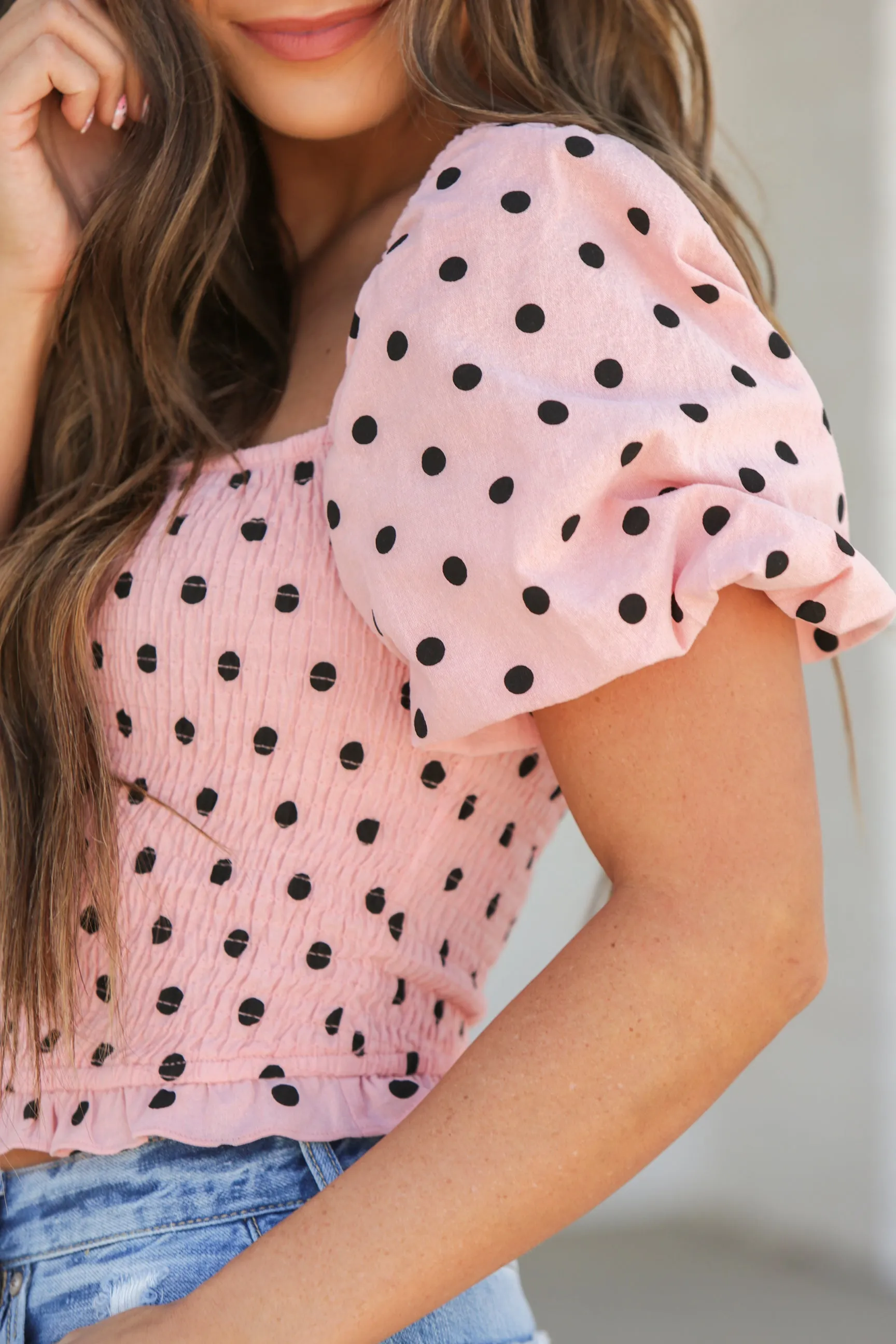 Polka Dot Smocked Top
