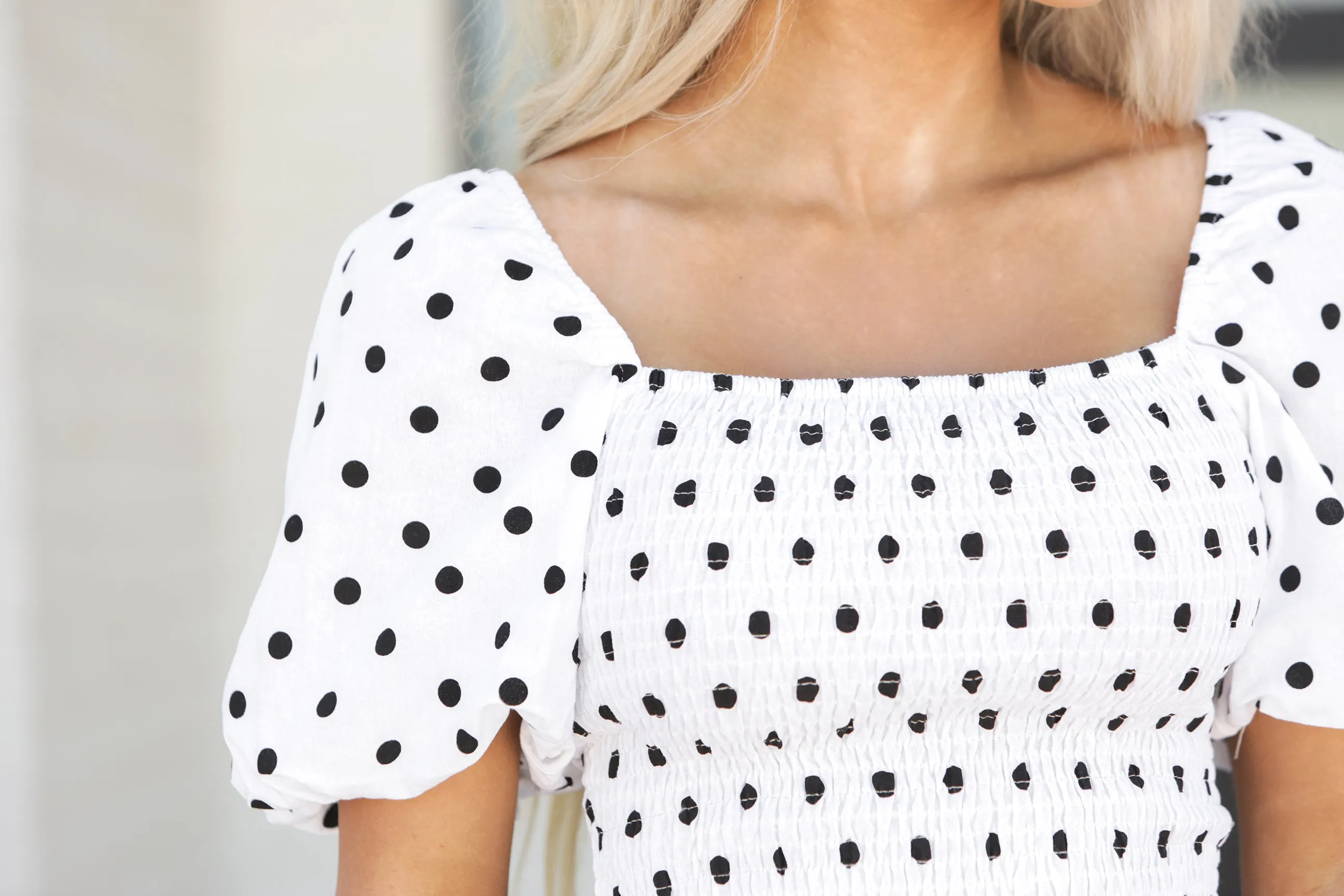 Polka Dot Smocked Top