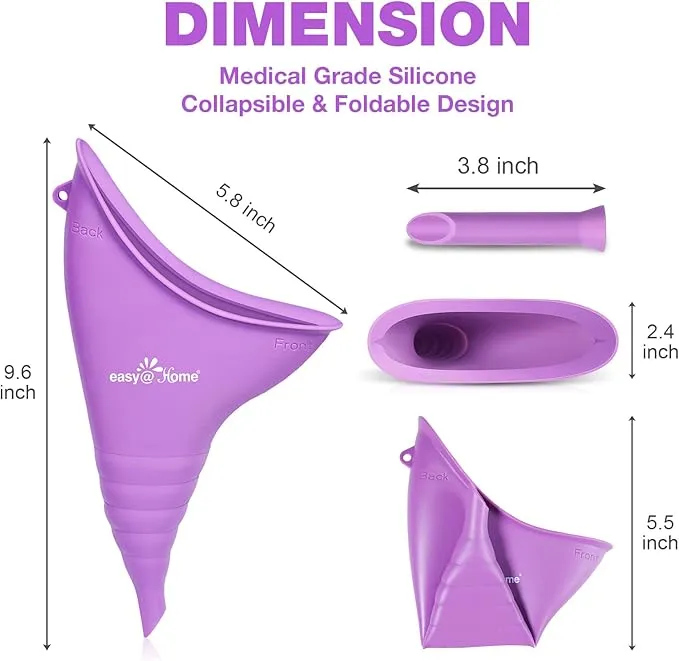 Portable Female Urination Device for Women: Easy@Home Silicone Female Urinal Pee Funnel Standing Up to Pee Urine Peeing Cup Reusable for Travel | Camping | Boating | Outdoor | Hiking Purple EUD408