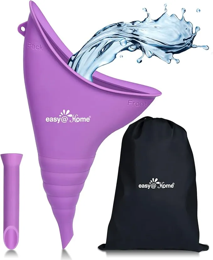 Portable Female Urination Device for Women: Easy@Home Silicone Female Urinal Pee Funnel Standing Up to Pee Urine Peeing Cup Reusable for Travel | Camping | Boating | Outdoor | Hiking Purple EUD408