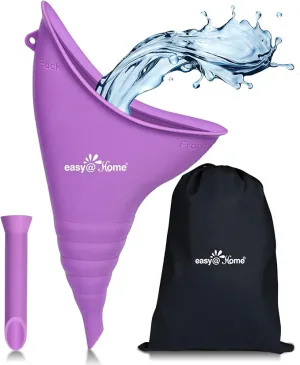 Portable Female Urination Device for Women: Easy@Home Silicone Female Urinal Pee Funnel Standing Up to Pee Urine Peeing Cup Reusable for Travel | Camping | Boating | Outdoor | Hiking Purple EUD408