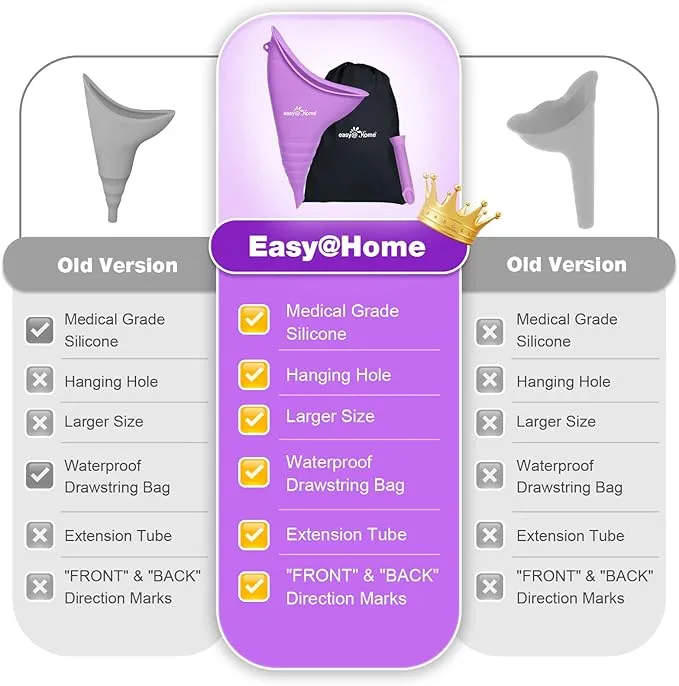 Portable Female Urination Device for Women: Easy@Home Silicone Female Urinal Pee Funnel Standing Up to Pee Urine Peeing Cup Reusable for Travel | Camping | Boating | Outdoor | Hiking Purple EUD408