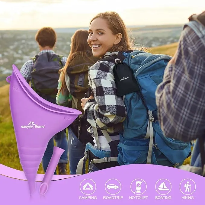 Portable Female Urination Device for Women: Easy@Home Silicone Female Urinal Pee Funnel Standing Up to Pee Urine Peeing Cup Reusable for Travel | Camping | Boating | Outdoor | Hiking Purple EUD408