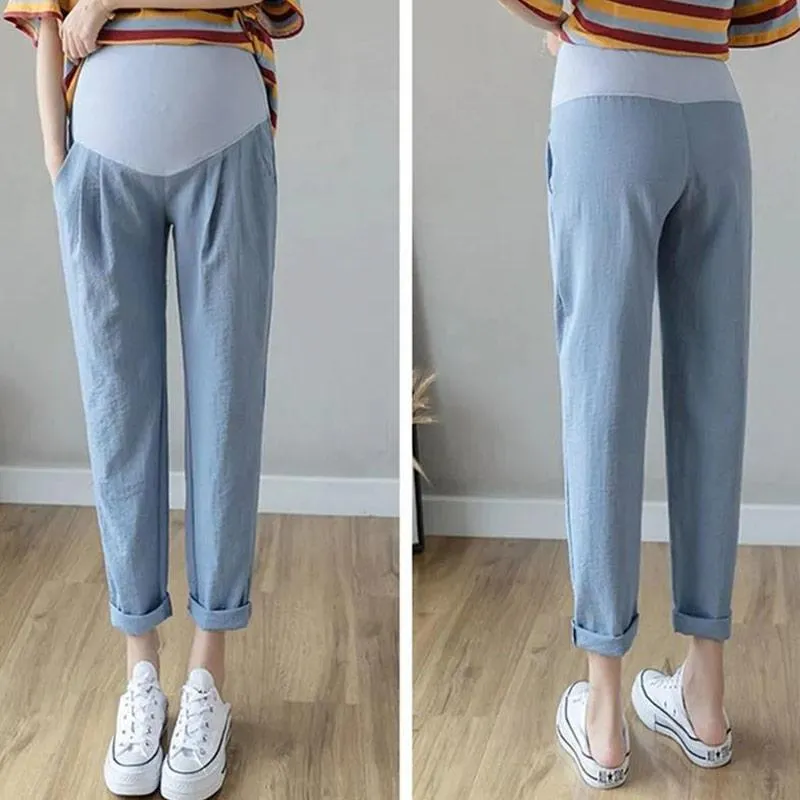 Pregnant Women's Pants Spring and Autumn Loose Fashion Trendy Moms Casual Women's Pants Summer Wear High Waist Belly Lift Summer Clothes