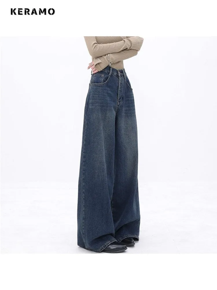 Pretty Ladies High Waist Oversized Jeans Pants
