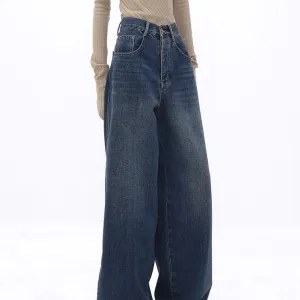 Pretty Ladies High Waist Oversized Jeans Pants