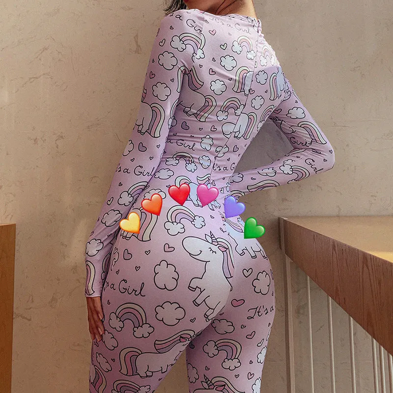 Printed hip sports fitness jumpsuit