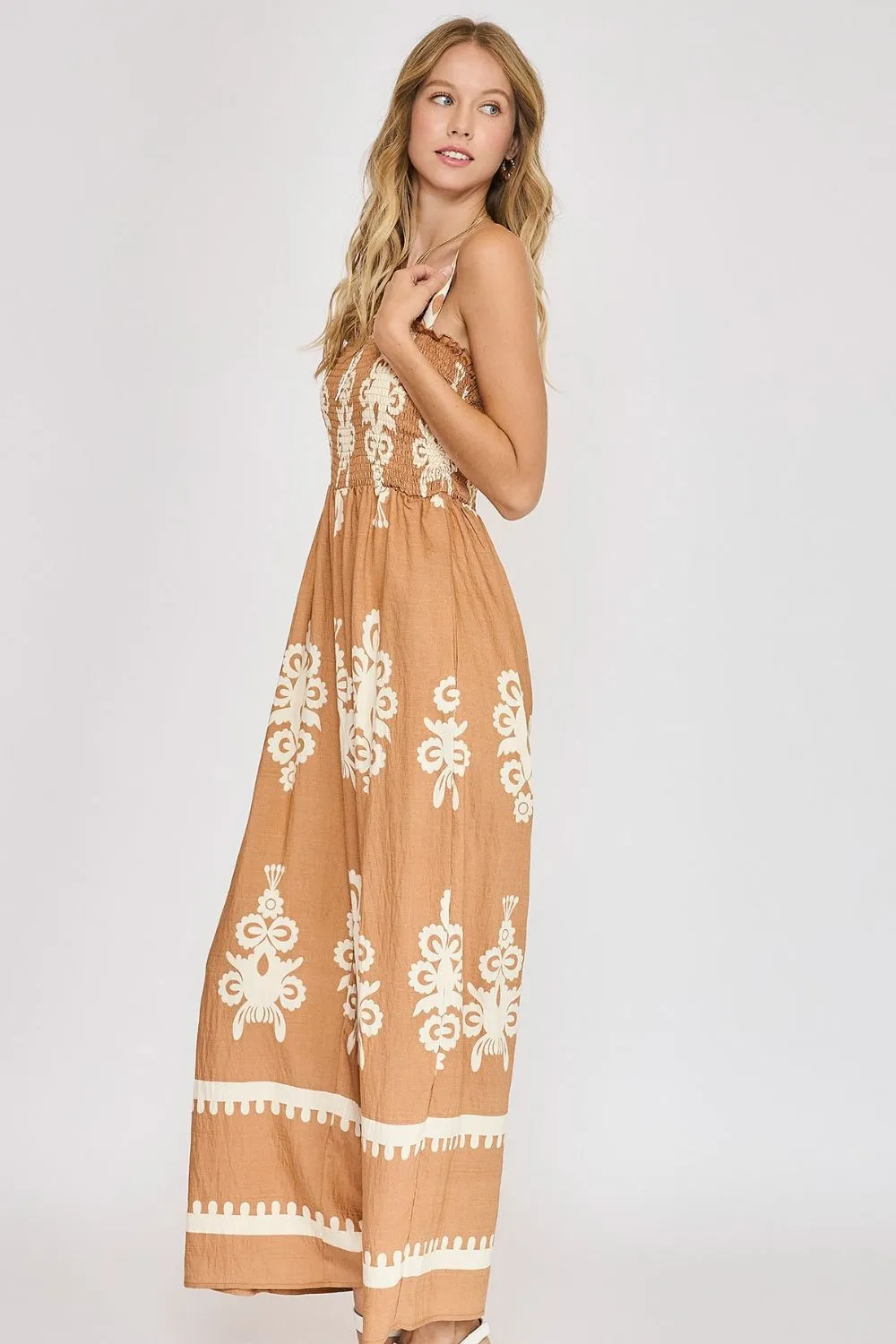 Printed Wide Leg Jumpsuit Plus Size