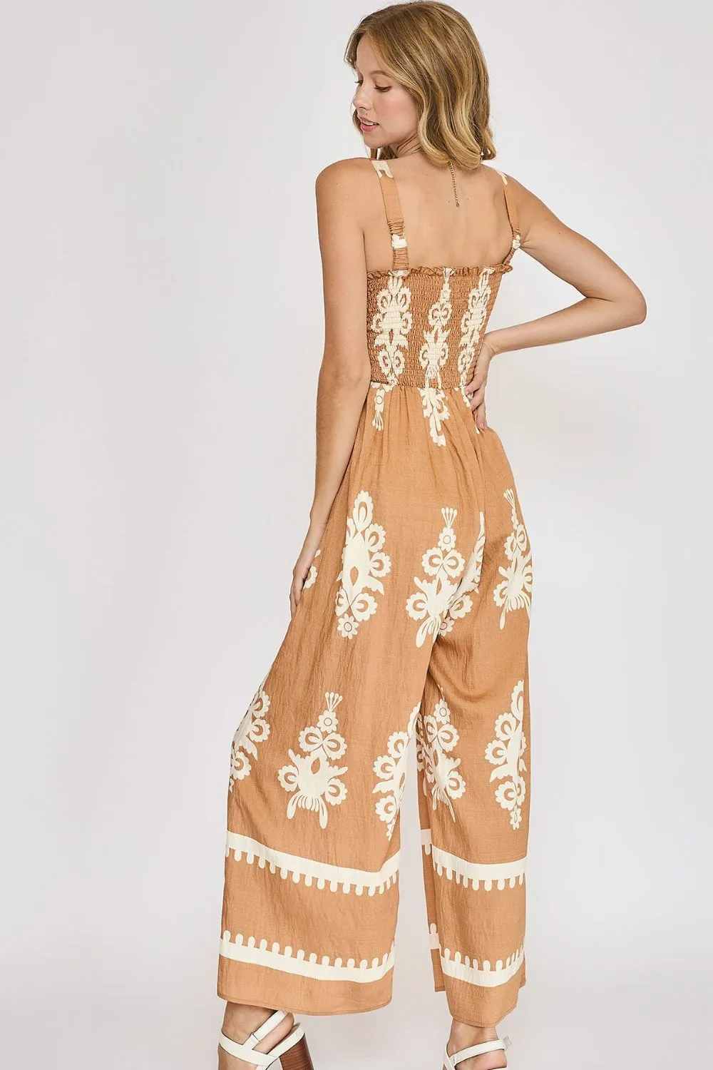 Printed Wide Leg Jumpsuit Plus Size
