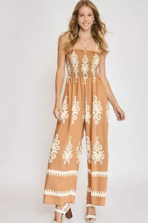 Printed Wide Leg Jumpsuit Plus Size
