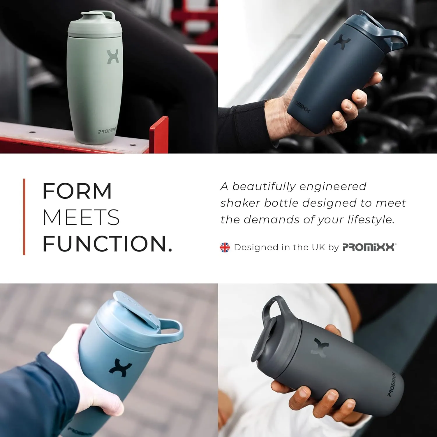 Promixx Pursuit Shaker Bottle Insulated Stainless Steel Water Bottle and shaker Cup, 18oz