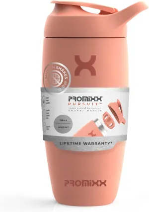 Promixx Pursuit Shaker Bottle Insulated Stainless Steel Water Bottle and shaker Cup, 18oz