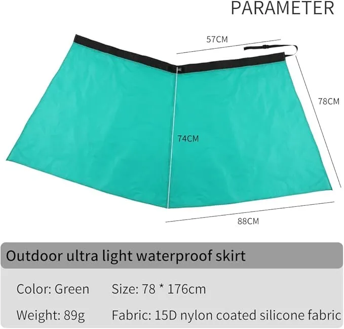 Rain Skirt, Ultra Light Thin Rain Skirt, Waterproof Lightweight Kilt, reathable Windproof Raincoat Rainwear Liner, Packable Windbreak Kilt Skirt for Cycling Riding Camping Hiking