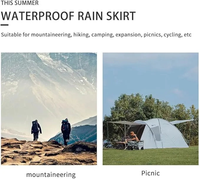 Rain Skirt, Ultra Light Thin Rain Skirt, Waterproof Lightweight Kilt, reathable Windproof Raincoat Rainwear Liner, Packable Windbreak Kilt Skirt for Cycling Riding Camping Hiking