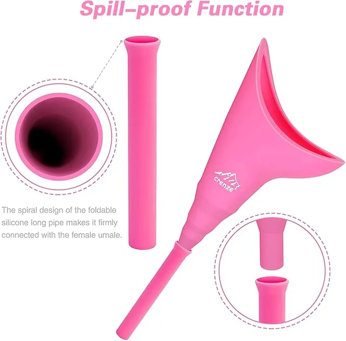 Rquite Female Urination Device, Female Urinal Silicone Funnel Urine Cups Portable Urinal Standing Up to Pee Funnel for Travelling, Camping, Hiking, Outdoor Activities -Carrying Bag Included (2 Packs)