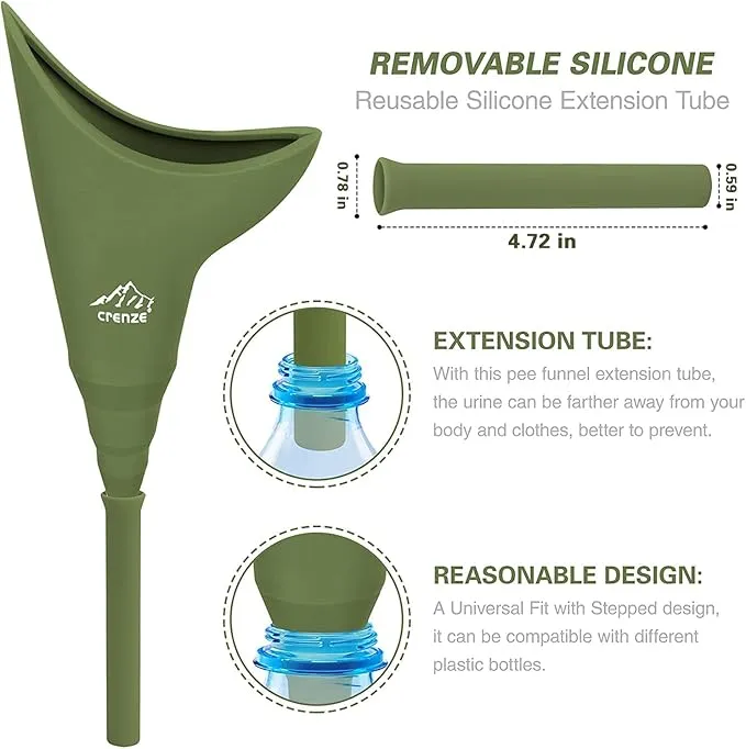 Rquite Female Urination Device, Female Urinal Silicone Funnel Urine Cups Portable Urinal Standing Up to Pee Funnel for Travelling, Camping, Hiking, Outdoor Activities -Carrying Bag Included (2 Packs)