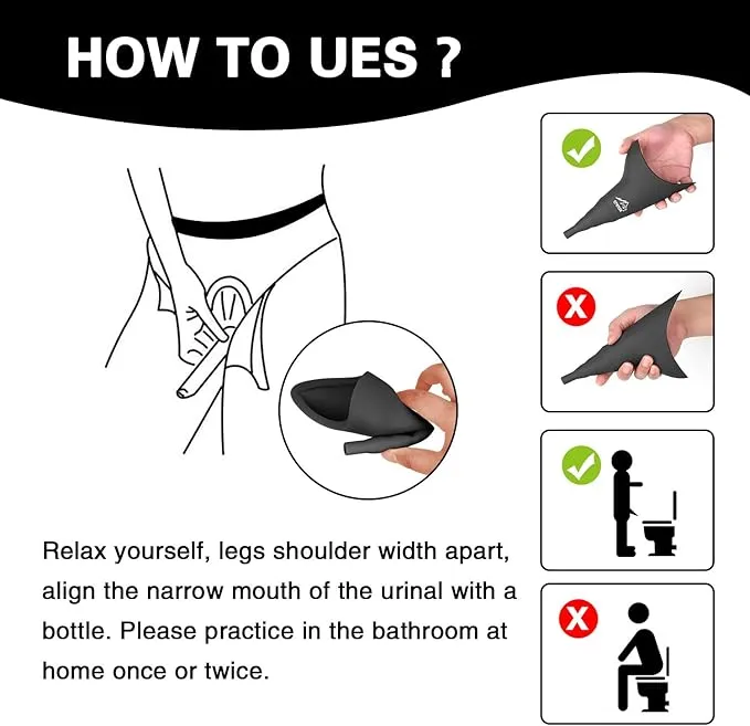 Rquite Female Urination Device, Female Urinal Silicone Funnel Urine Cups Portable Urinal Standing Up to Pee Funnel for Travelling, Camping, Hiking, Outdoor Activities -Carrying Bag Included (2 Packs)