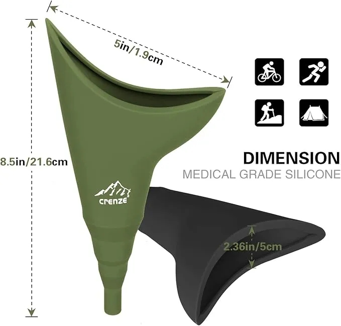 Rquite Female Urination Device, Female Urinal Silicone Funnel Urine Cups Portable Urinal Standing Up to Pee Funnel for Travelling, Camping, Hiking, Outdoor Activities -Carrying Bag Included (2 Packs)