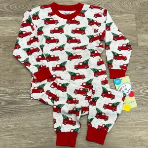 Sara's Prints Christmas Trucks Pajama Set - White