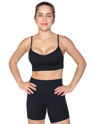 Scoop V-Neck Sports Bra - Black