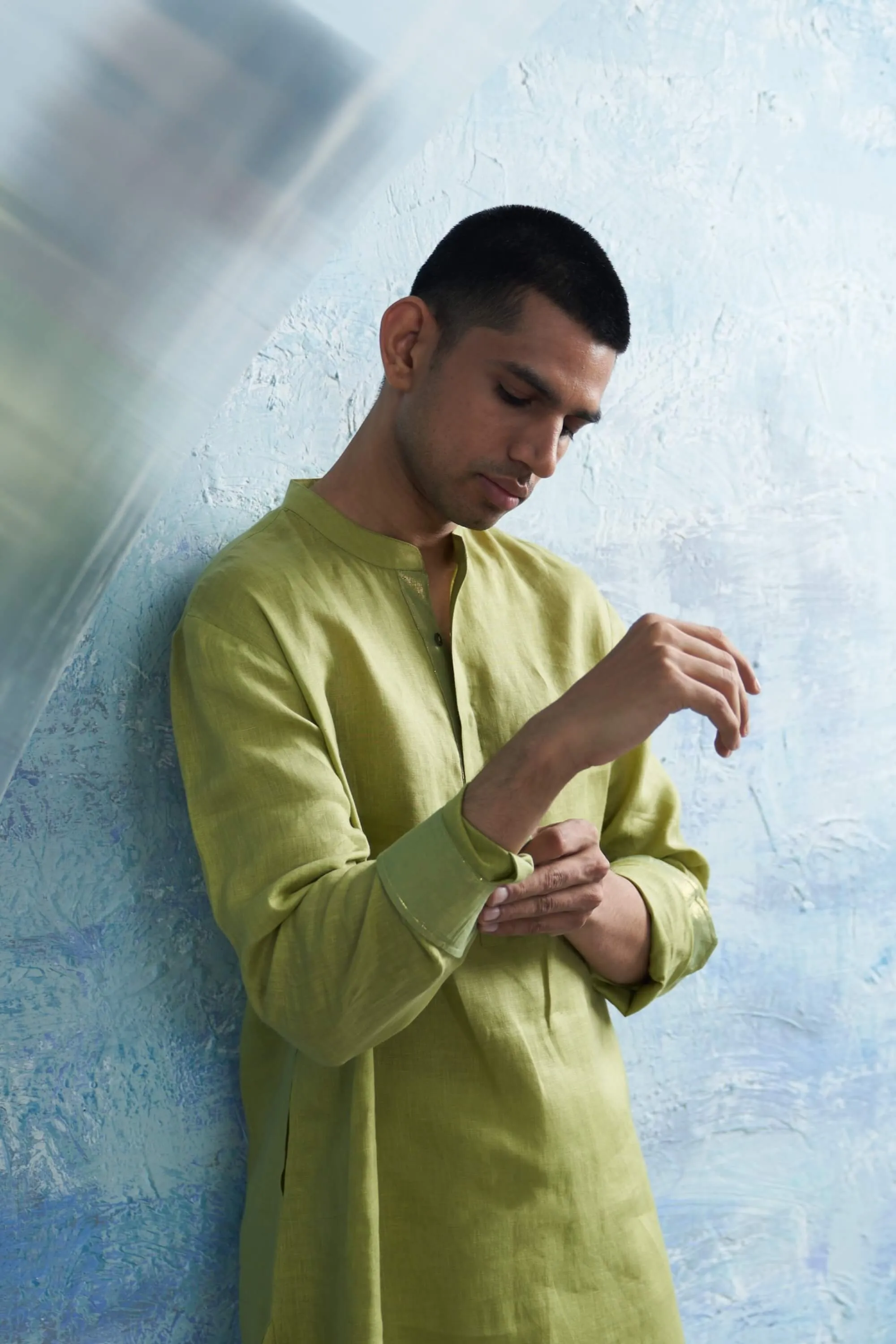 Sheen green straight kurta and salwar