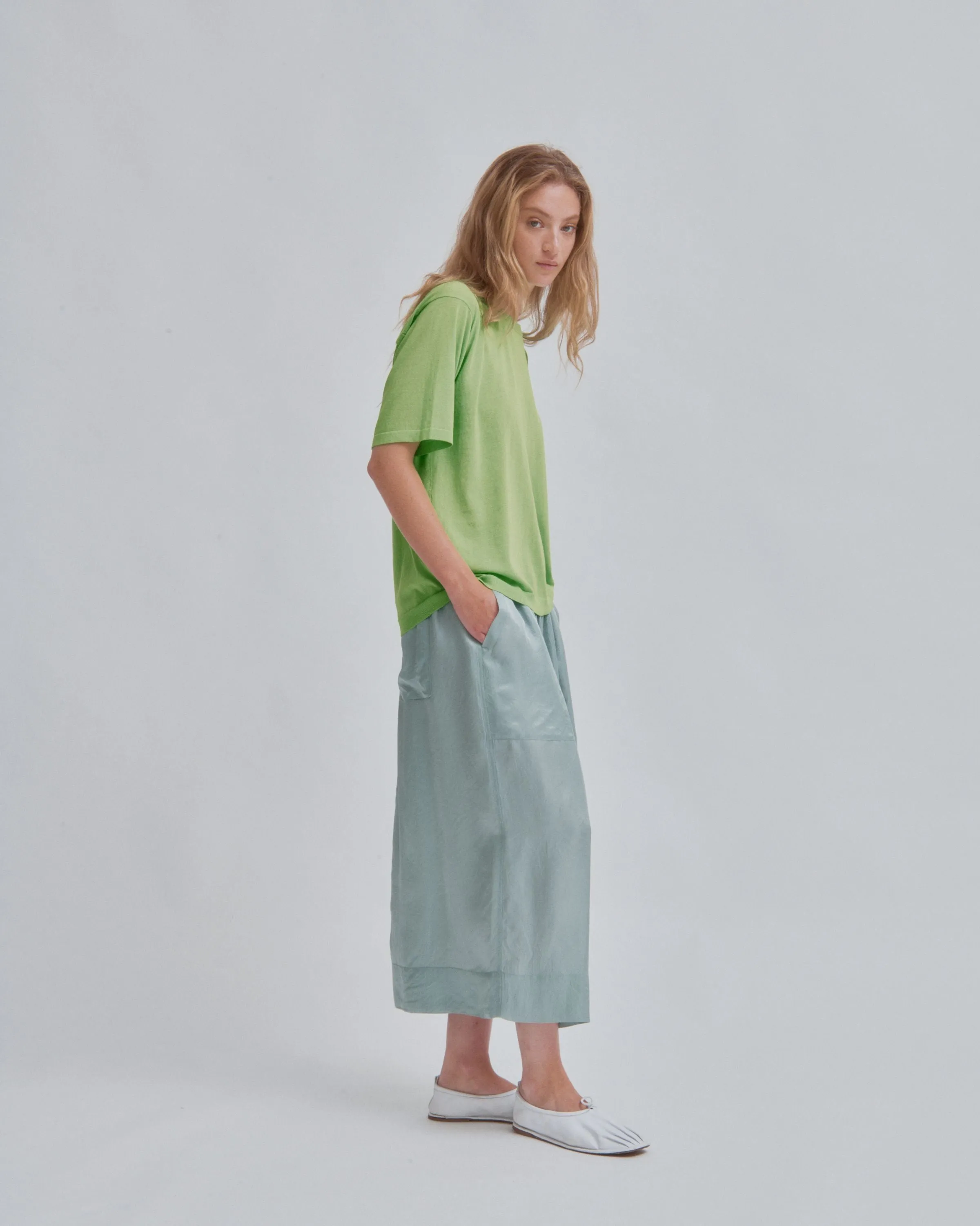 Sheer Knit Tee in Electric Green
