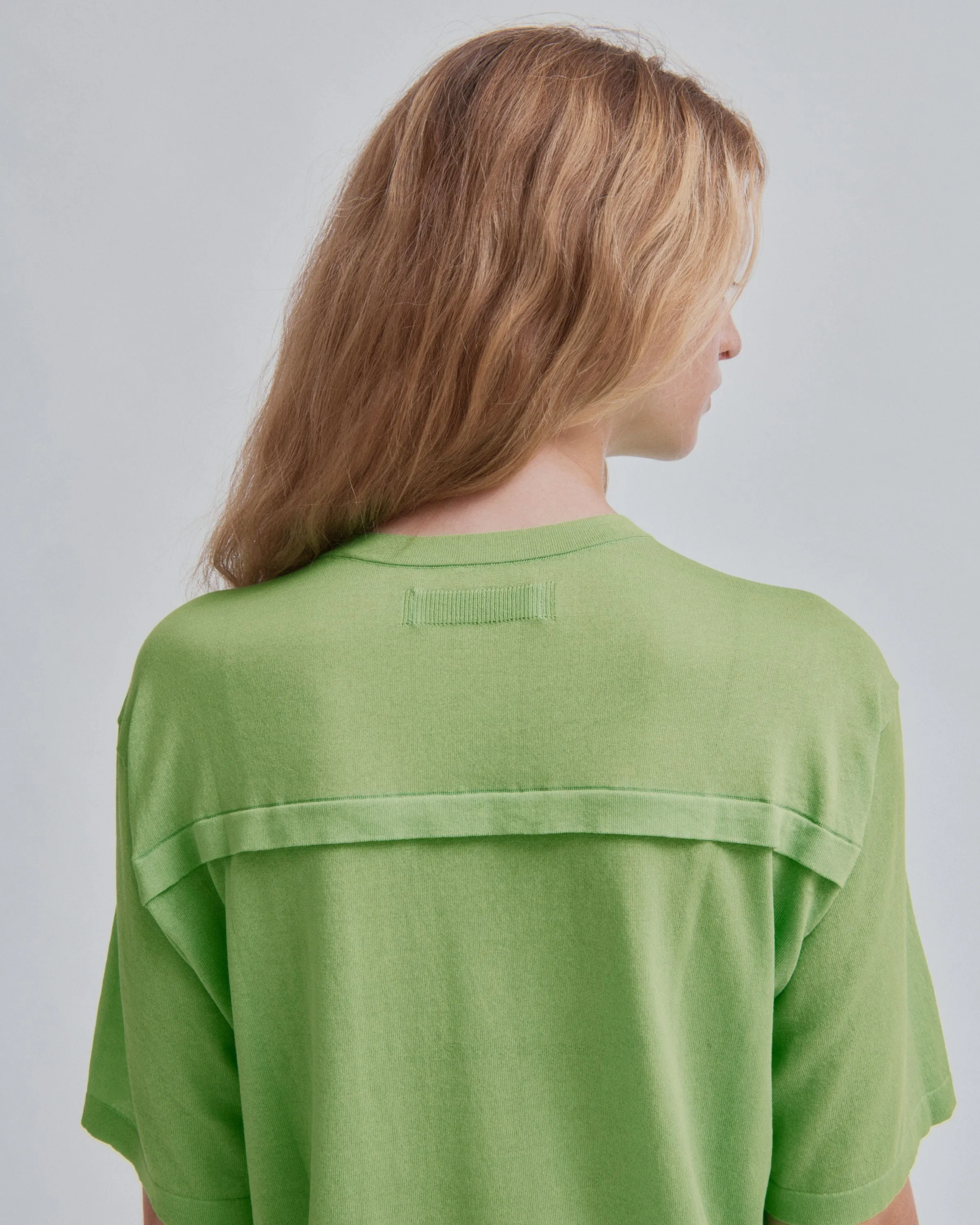 Sheer Knit Tee in Electric Green