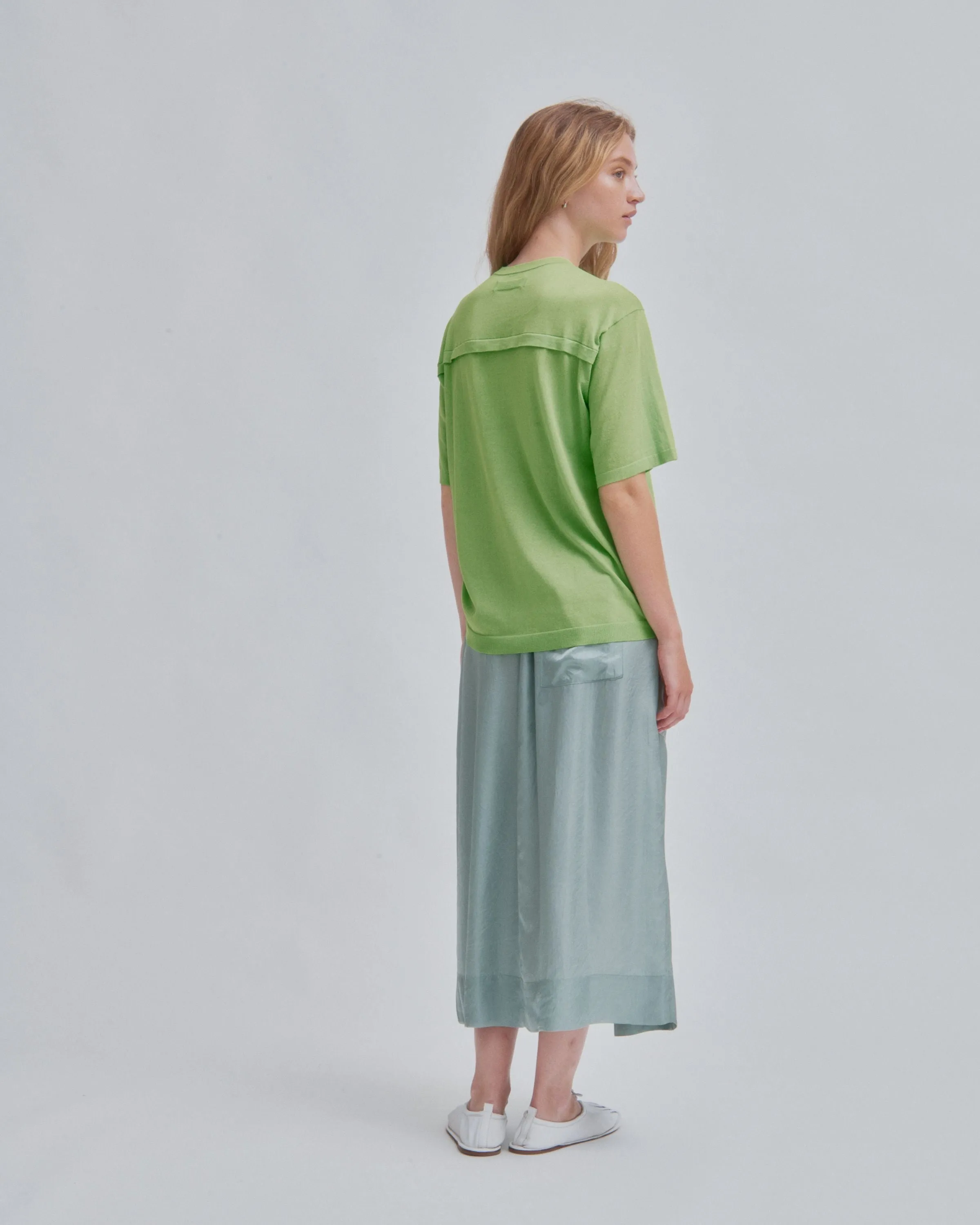 Sheer Knit Tee in Electric Green