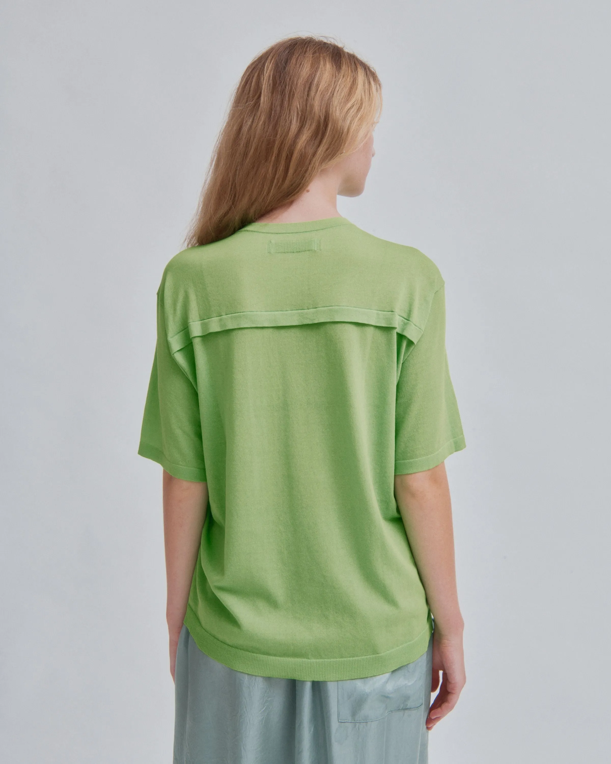 Sheer Knit Tee in Electric Green
