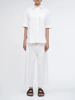 Short Sleeve Oversized Shirt in White/White Stripe