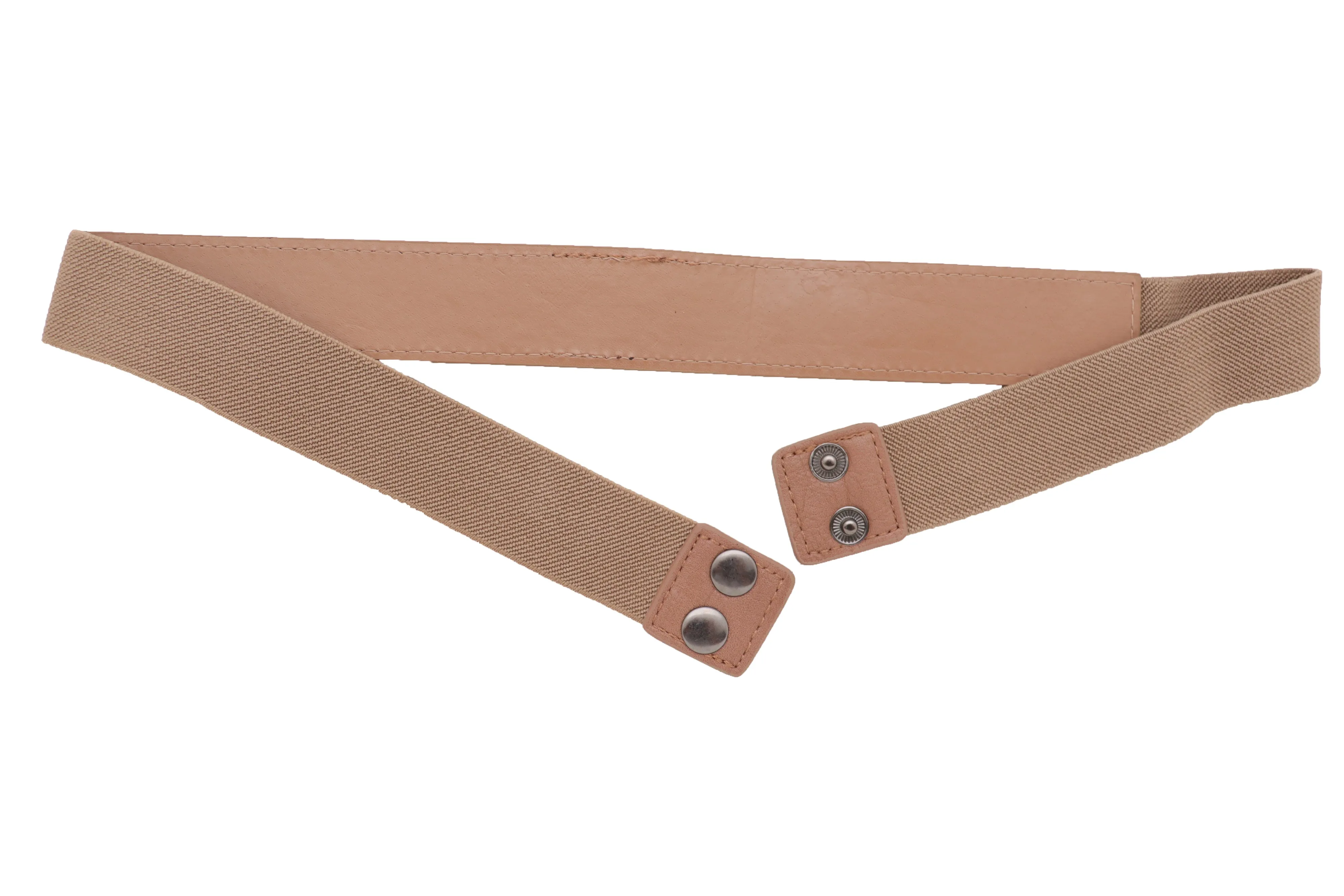 Skinny Brown Elastic Band Fashion Belt Shiny Silver Bling Beads Size S M