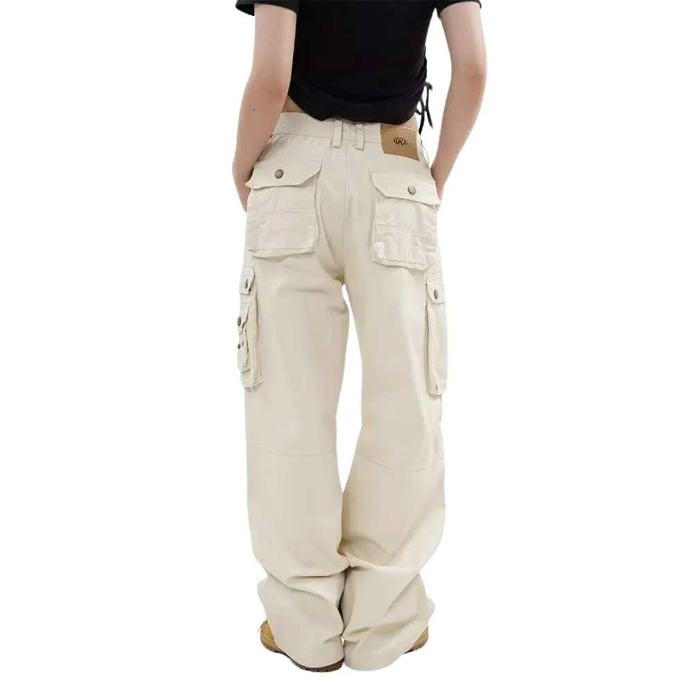 Solid Color Patchwork Cargo Pants
