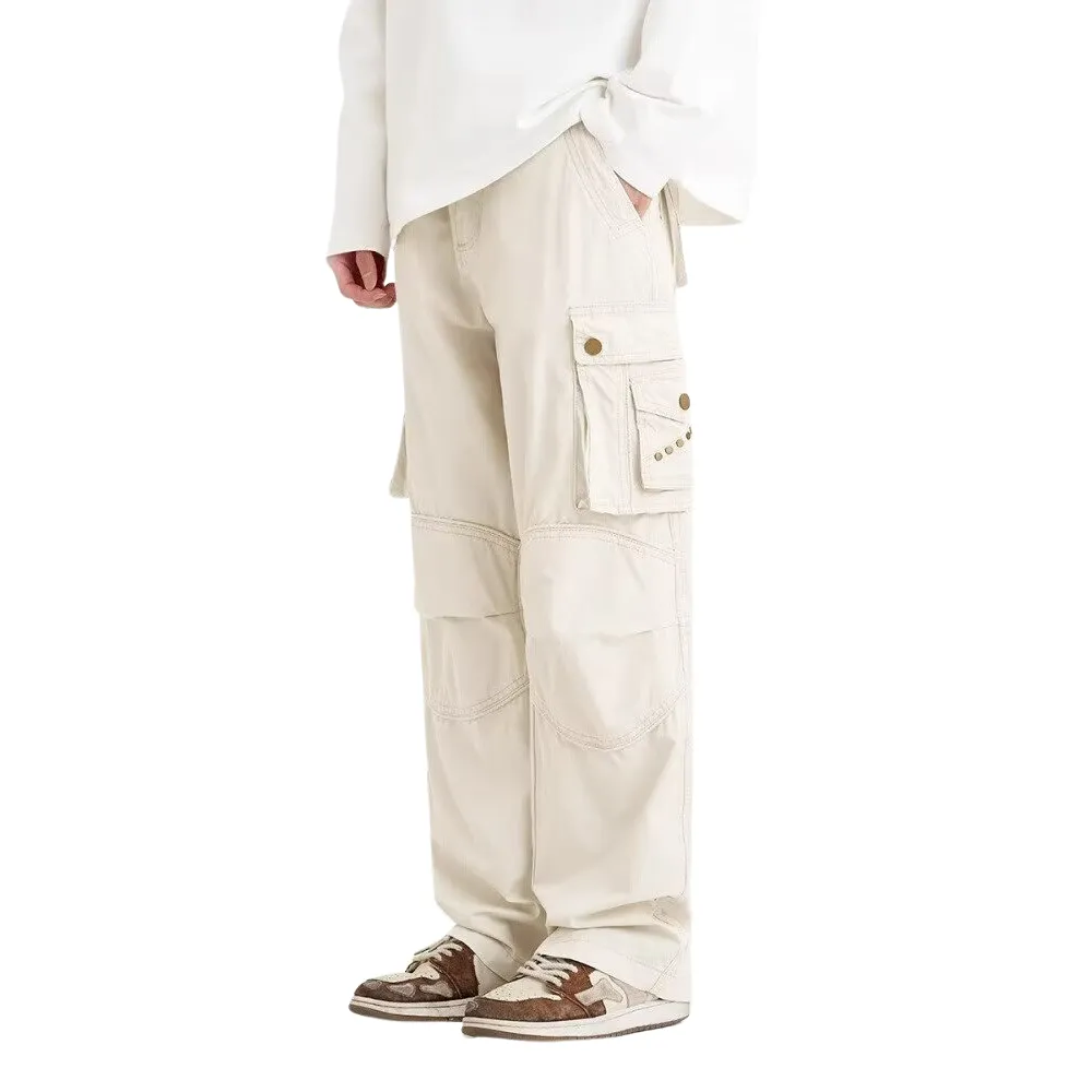 Solid Color Patchwork Cargo Pants