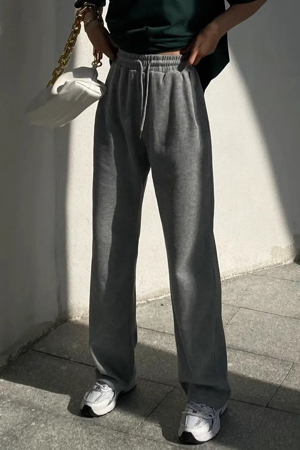 Straight Leg Seam Elastic Waist Sports Pants