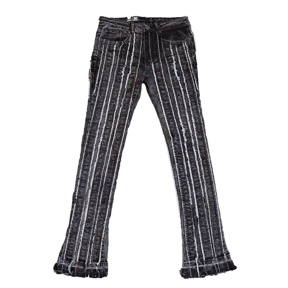 STRIPE STACKED DENIM (BLACK WASH)