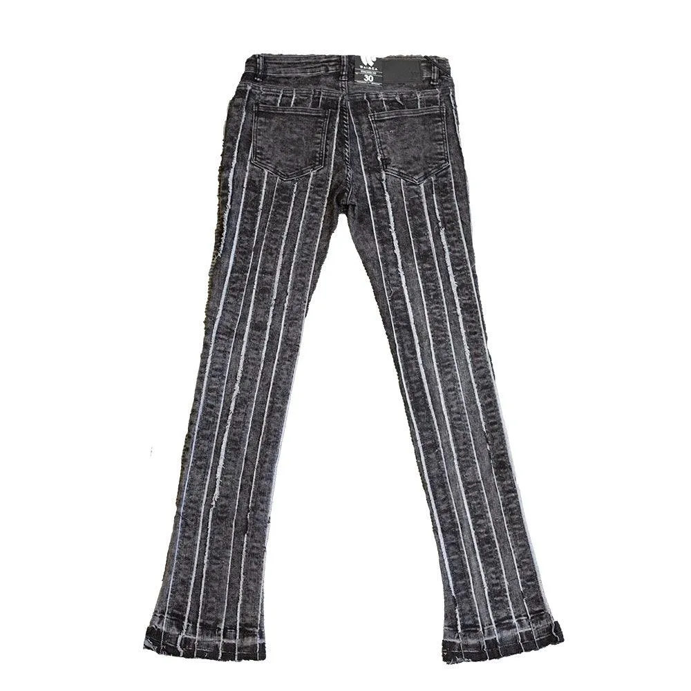 STRIPE STACKED DENIM (BLACK WASH)
