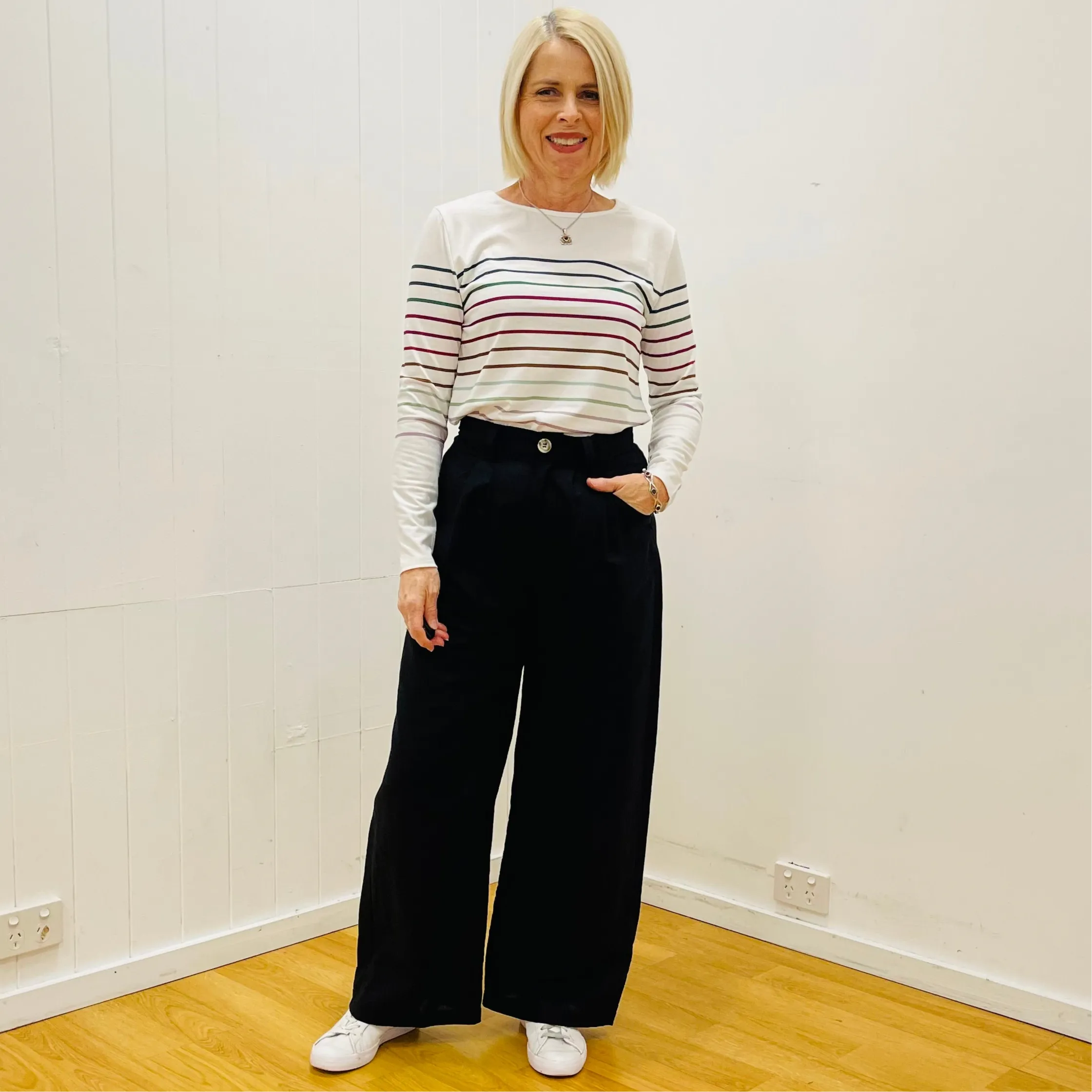 Striped White Top