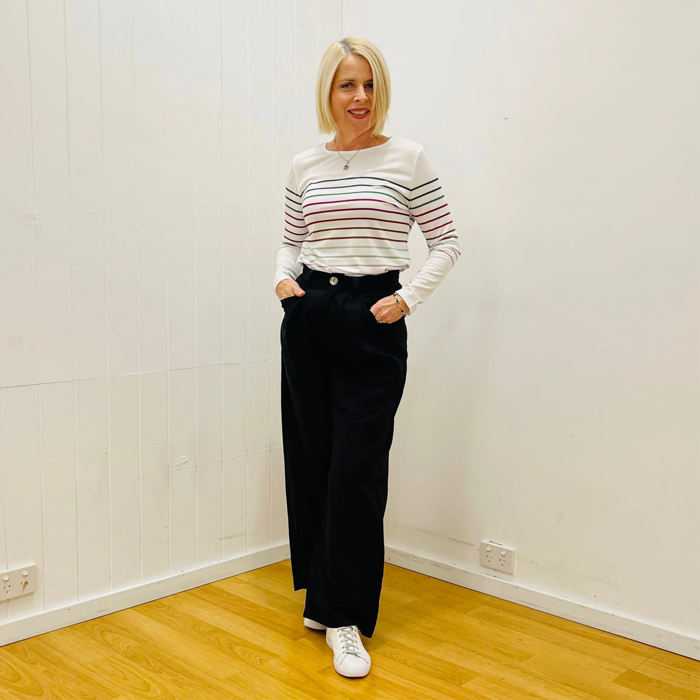 Striped White Top