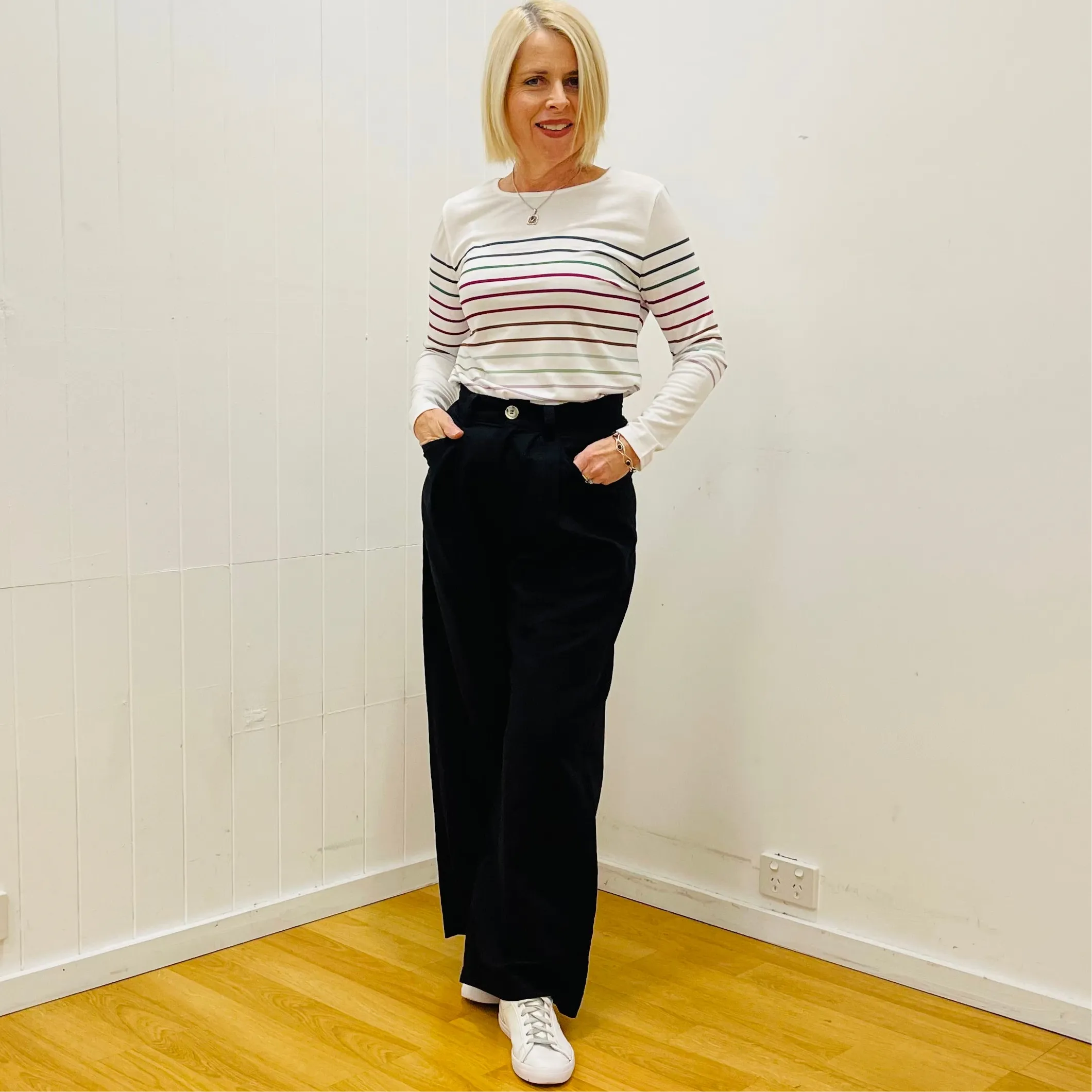 Striped White Top