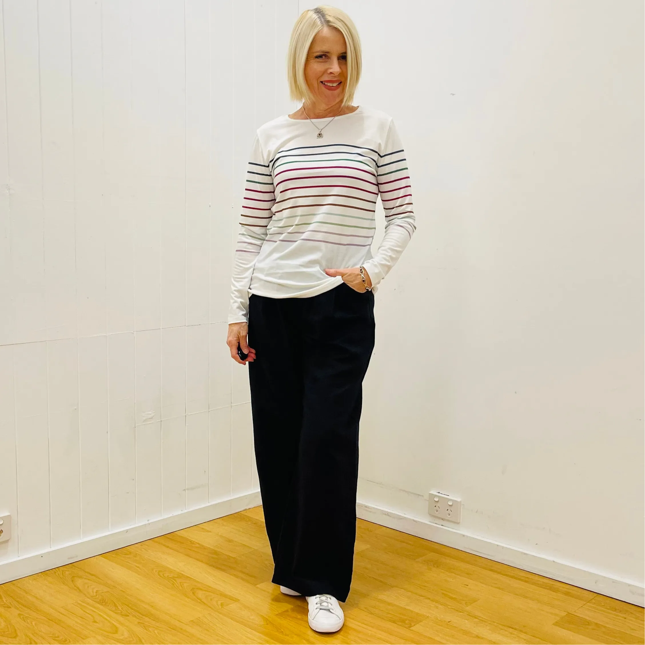 Striped White Top