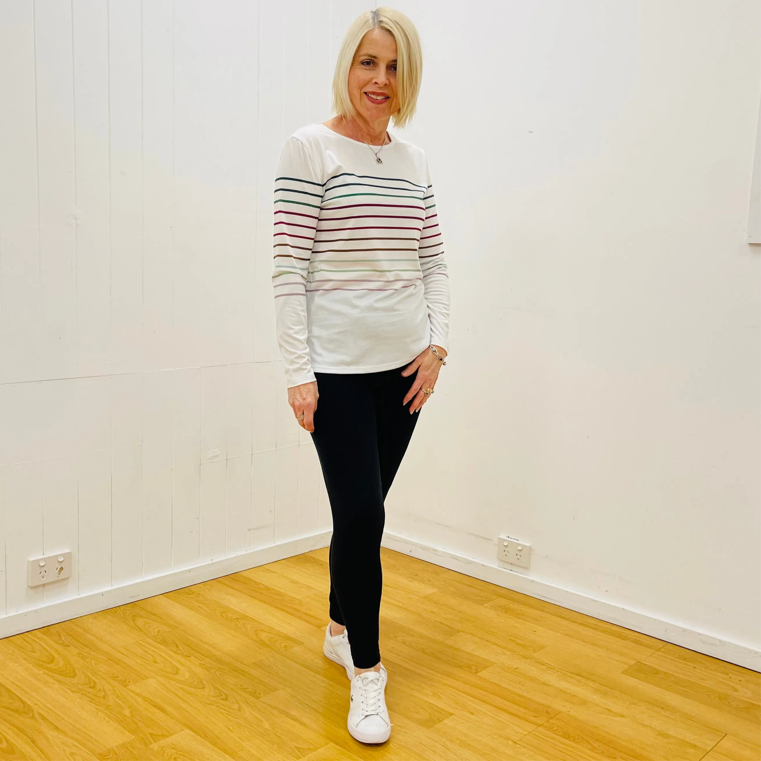 Striped White Top
