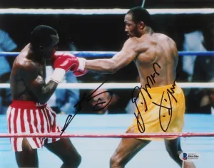 Sugar Ray Leonard & Tommy "Hitman" Hearns Signed 8x10 Photo (Beckett COA)