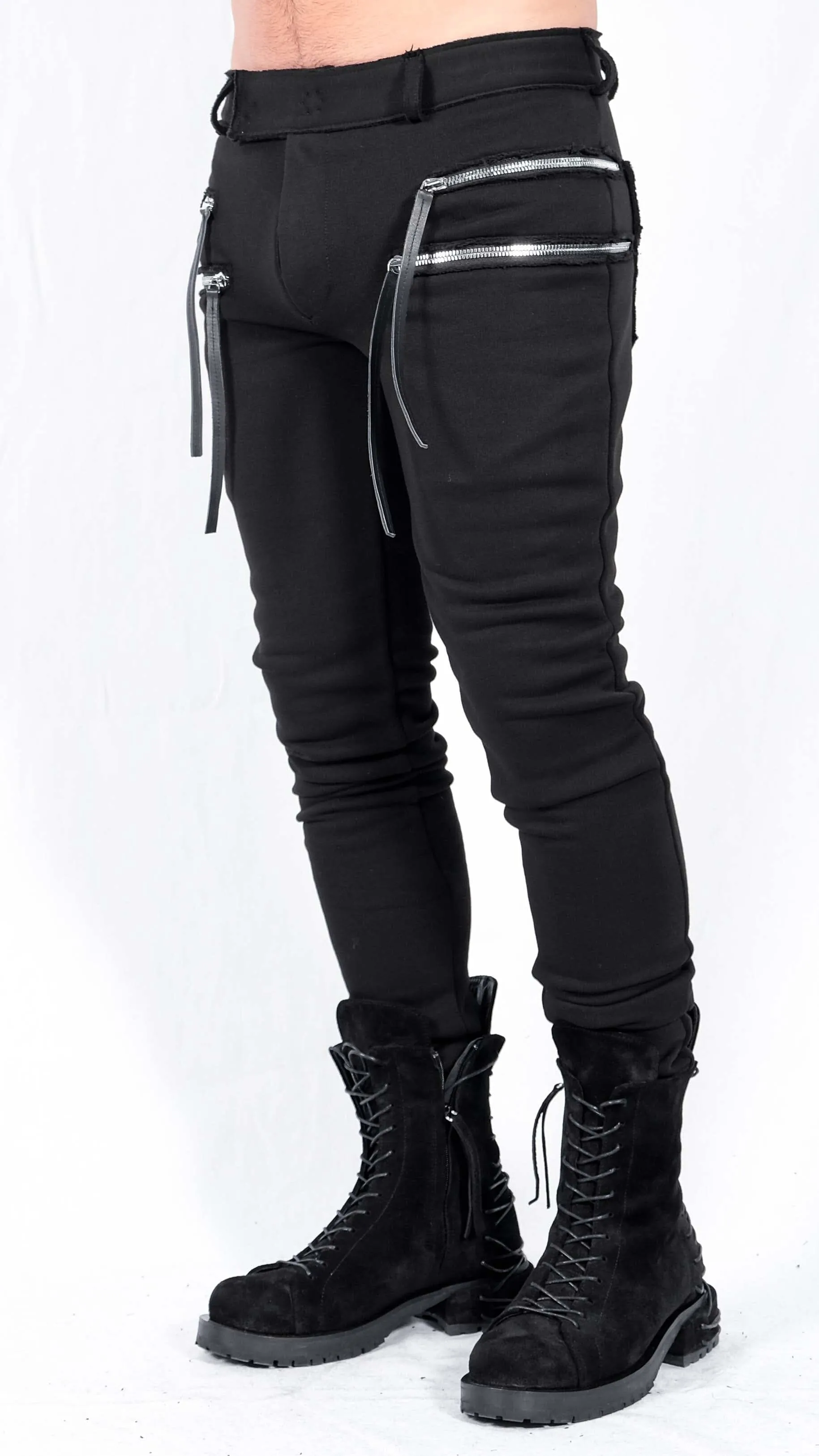 Sweatshirt Slim Pants with Zippers