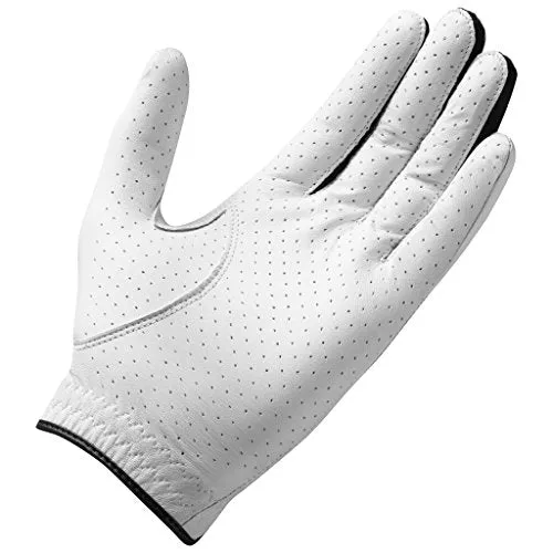 TaylorMade Stratus All Leather Cadet Glove (White/Black, Right Hand, Large), White/Black(Large, Worn on Right Hand)