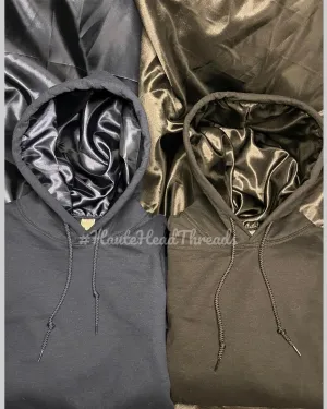The Classic Collection: Navy Blue Hoodie with Navy Satin