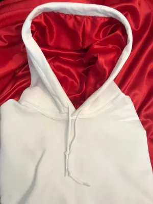 The Classic Collection: White with a Splash of Red Satin Hoodie
