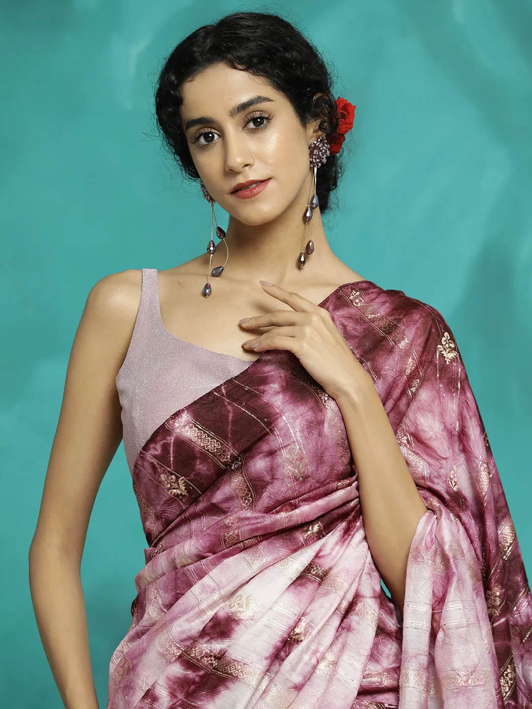 Tie-Dye Cotton Blend Banarasi Saree