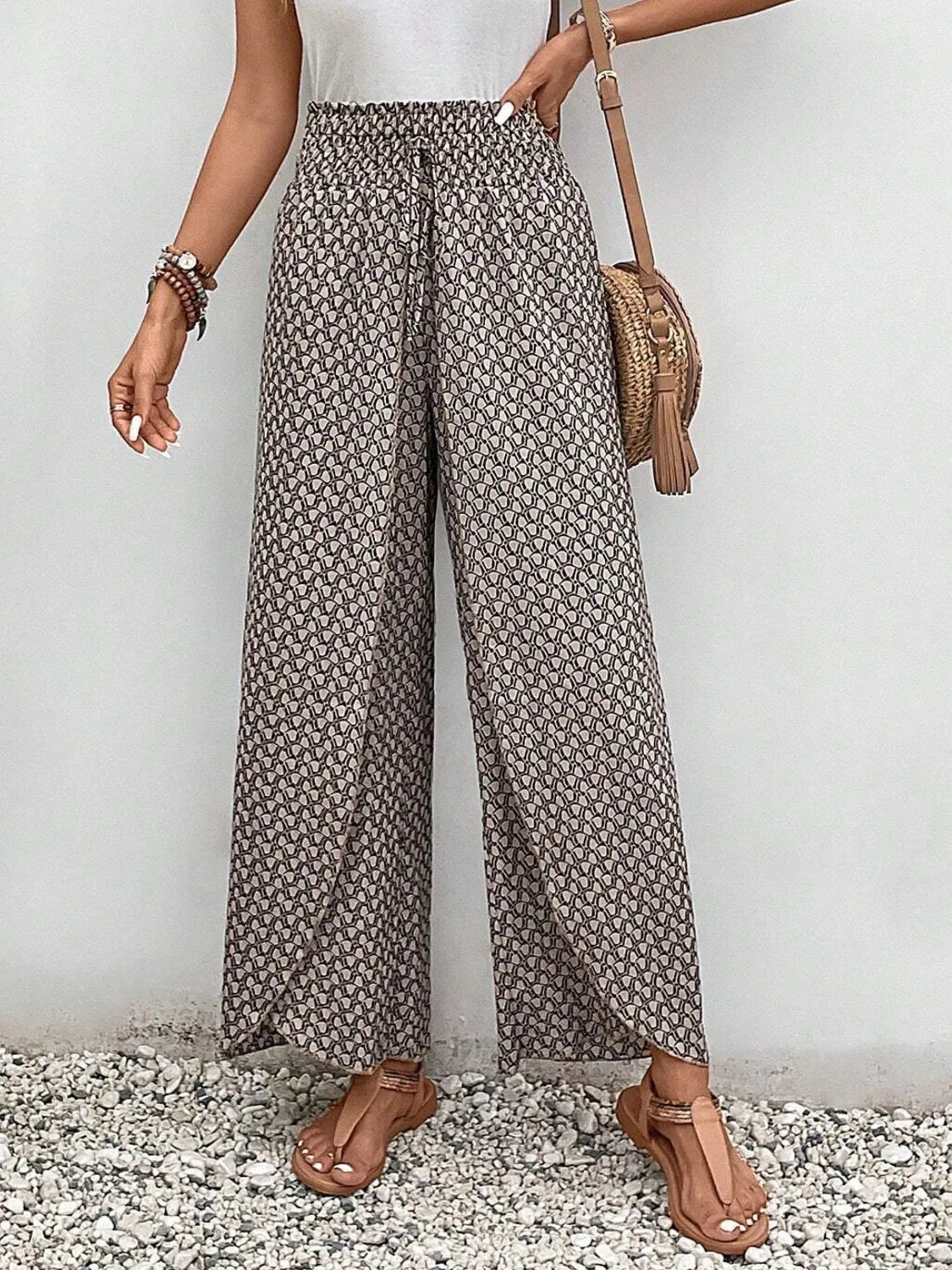 Tied Printed Wide Leg Pants (5 Colors)