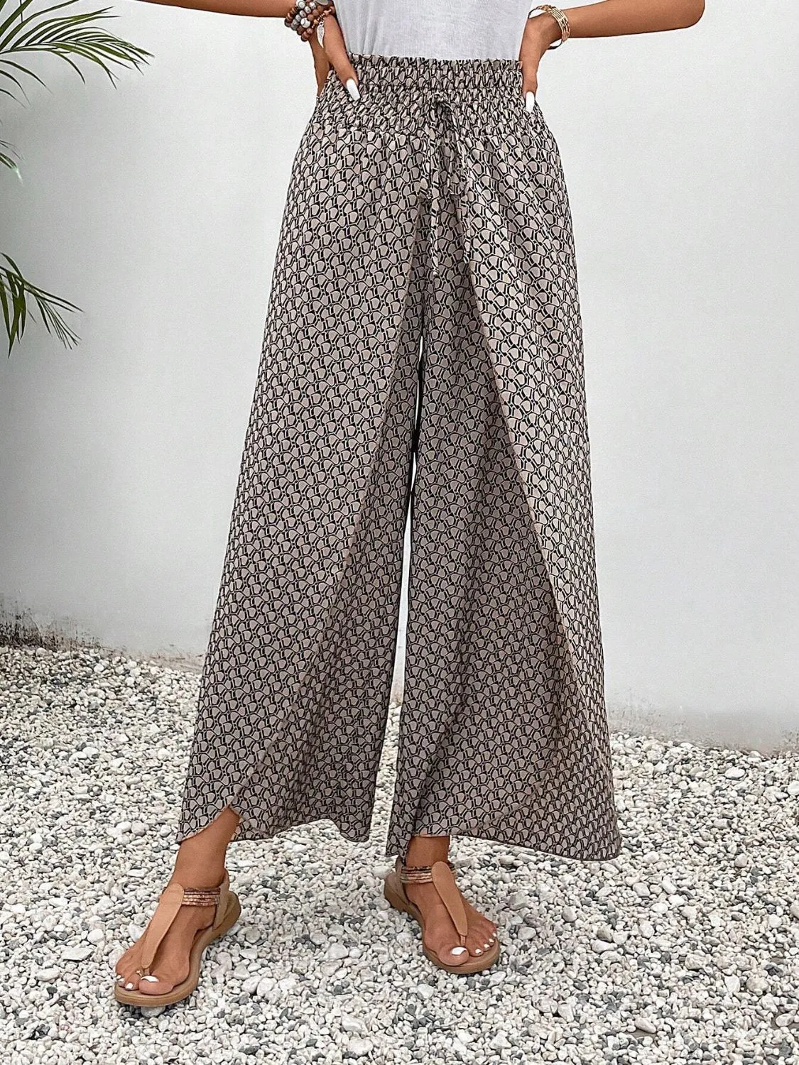 Tied Printed Wide Leg Pants (5 Colors)
